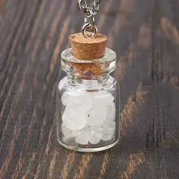 Кулон лунный камень (адуляр) (биж. сплав) бутылочка огранка 3 см