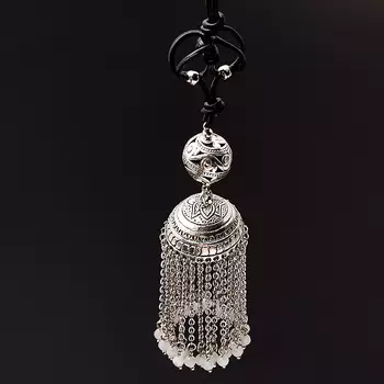 Кулон лунный камень (адуляр) (биж. сплав, сталь хир., кожа натуральная) огранка