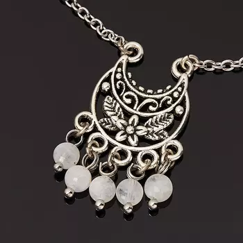 Кулон лунный камень (адуляр) (биж. сплав, сталь хир.) огранка