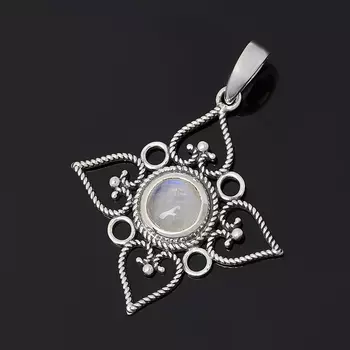 Кулон лунный камень (адуляр) (серебро 925 пр. оксидир.)