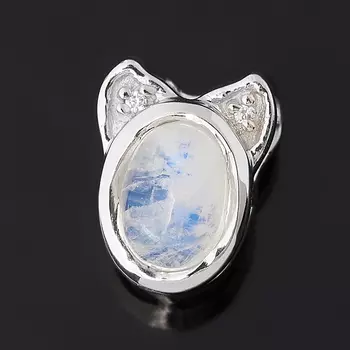 Кулон лунный камень (адуляр) (серебро 925 пр. родир. бел.)