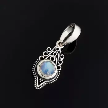 Кулон лунный камень (адуляр) (серебро 925 пр. оксидир.)