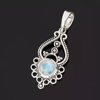 Кулон лунный камень (адуляр) (серебро 925 пр. оксидир.)