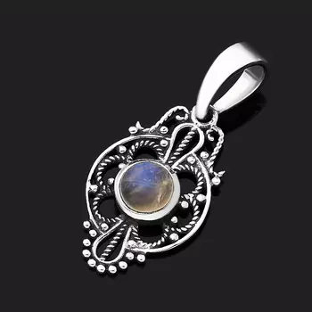 Кулон лунный камень (адуляр) (серебро 925 пр. оксидир.)
