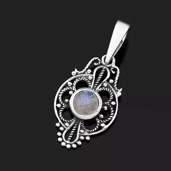 Кулон лунный камень (адуляр) (серебро 925 пр. оксидир.)