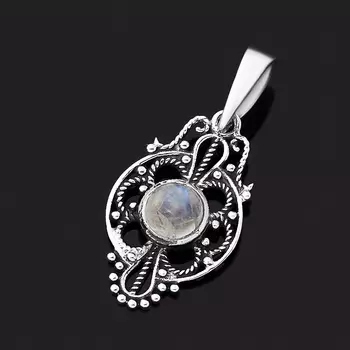 Кулон лунный камень (адуляр) (серебро 925 пр. оксидир.)