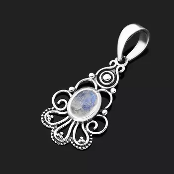 Кулон лунный камень (адуляр) (серебро 925 пр. оксидир.)