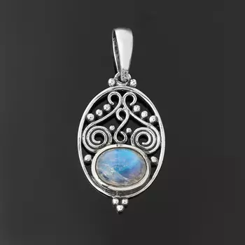 Кулон лунный камень (адуляр) (серебро 925 пр. оксидир.)