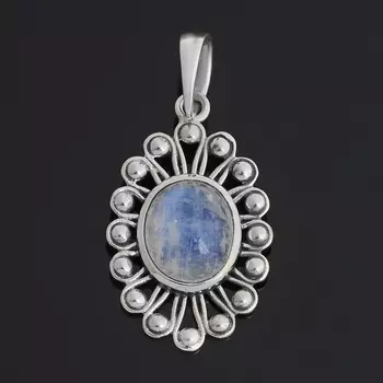 Кулон лунный камень (адуляр) (серебро 925 пр. оксидир.)