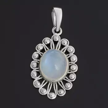 Кулон лунный камень (адуляр) (серебро 925 пр. оксидир.)