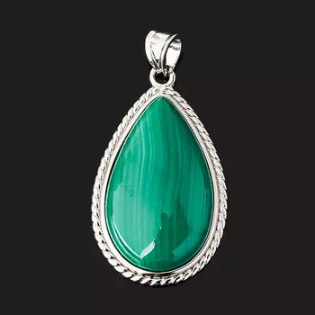 Кулон малахит (биж. сплав) капля 3,5 см