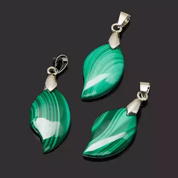 Кулон малахит лист (биж. сплав) 3,5-4 см