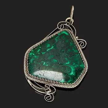Кулон малахит (нейзильбер)