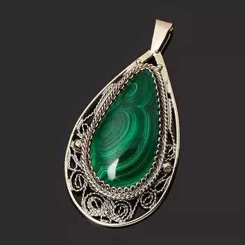 Кулон малахит (нейзильбер) капля