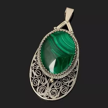 Кулон малахит (нейзильбер) капля