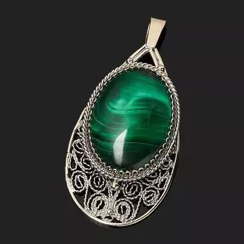 Кулон малахит (нейзильбер) капля