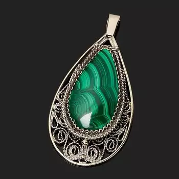 Кулон малахит (нейзильбер) капля