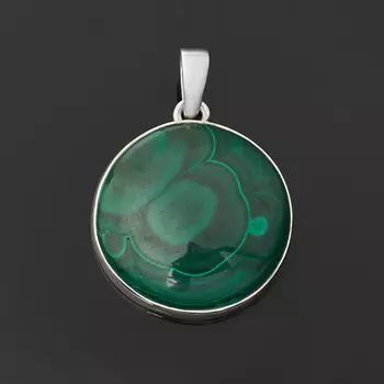 Кулон малахит (серебро 925 пр.) круг
