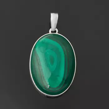 Кулон малахит (серебро 925 пр.) овал