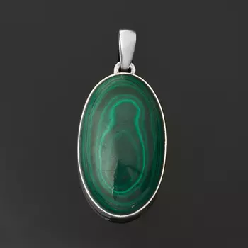 Кулон малахит (серебро 925 пр.) овал