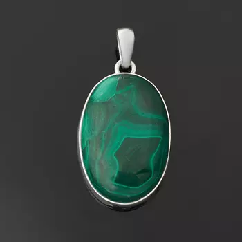 Кулон малахит (серебро 925 пр.) овал