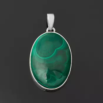 Кулон малахит (серебро 925 пр.) овал