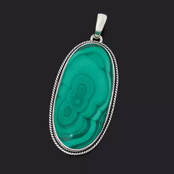 Кулон малахит (серебро 925 пр.) овал