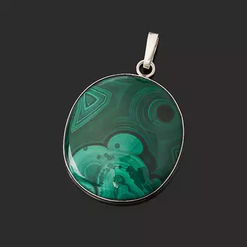 Кулон малахит (серебро 925 пр.) овал