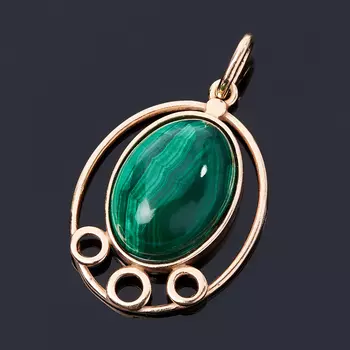 Кулон малахит (серебро 925 пр. позолота)