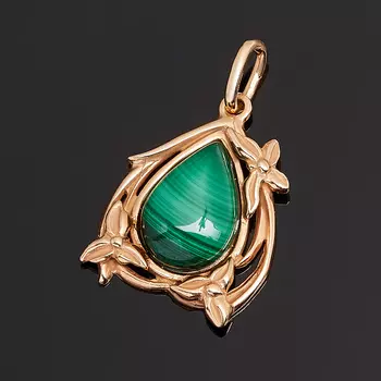 Кулон малахит (серебро 925 пр. позолота)