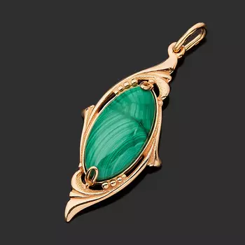 Кулон малахит (серебро 925 пр. позолота)