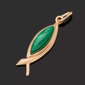 Кулон малахит (серебро 925 пр. позолота)