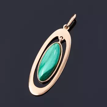 Кулон малахит (серебро 925 пр. позолота) овал