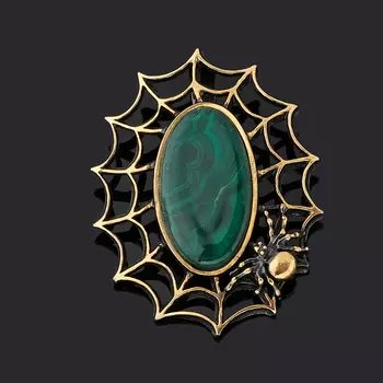 Кулон малахит (серебро 925 пр. позолота, родир. черн.)