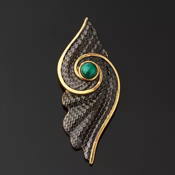 Кулон малахит (серебро 925 пр. позолота, родир. черн.)