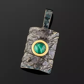 Кулон малахит (серебро 925 пр. родир. черн. позолота)