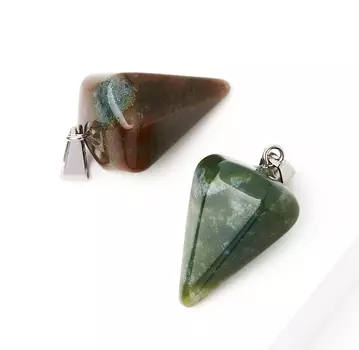 Кулон маятник агат моховой (биж. сплав) 3 см