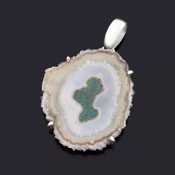 Кулон микс агат, аметист (серебро 925 пр.)