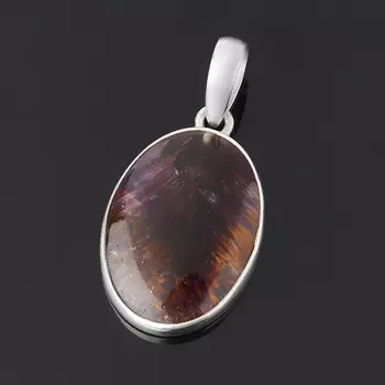 Кулон микс аметист, рутиловый кварц (серебро 925 пр.) овал