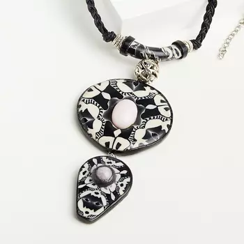 Кулон микс берилл, опал (текстиль, глина полимерная, сталь хир., биж. сплав)