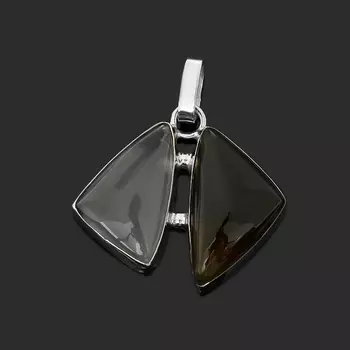 Кулон микс горный хрусталь, опал (нейзильбер)