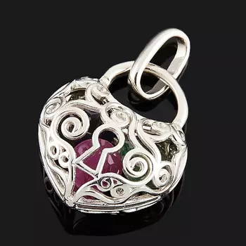 Кулон микс изумруд, рубин, сапфир черный (серебро 925 пр. родир. бел.) огранка