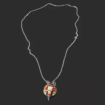 Кулон микс коралл, яшма (биж. сплав, сталь хир., глина полимерная) круг