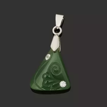 Кулон нефрит зеленый (биж. сплав) 3,5 см