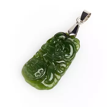 Кулон нефрит зеленый (биж. сплав) 5 см