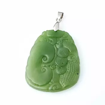 Кулон нефрит зеленый (биж. сплав) 6,5 см