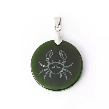 Кулон нефрит зеленый (биж. сплав) круг 4,5 см