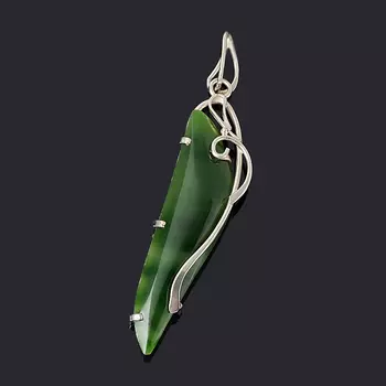 Кулон нефрит зеленый (дублет) (нейзильбер)