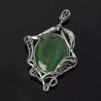 Кулон нефрит зеленый (нейзильбер)