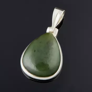 Кулон нефрит зеленый (серебро 925 пр.) капля